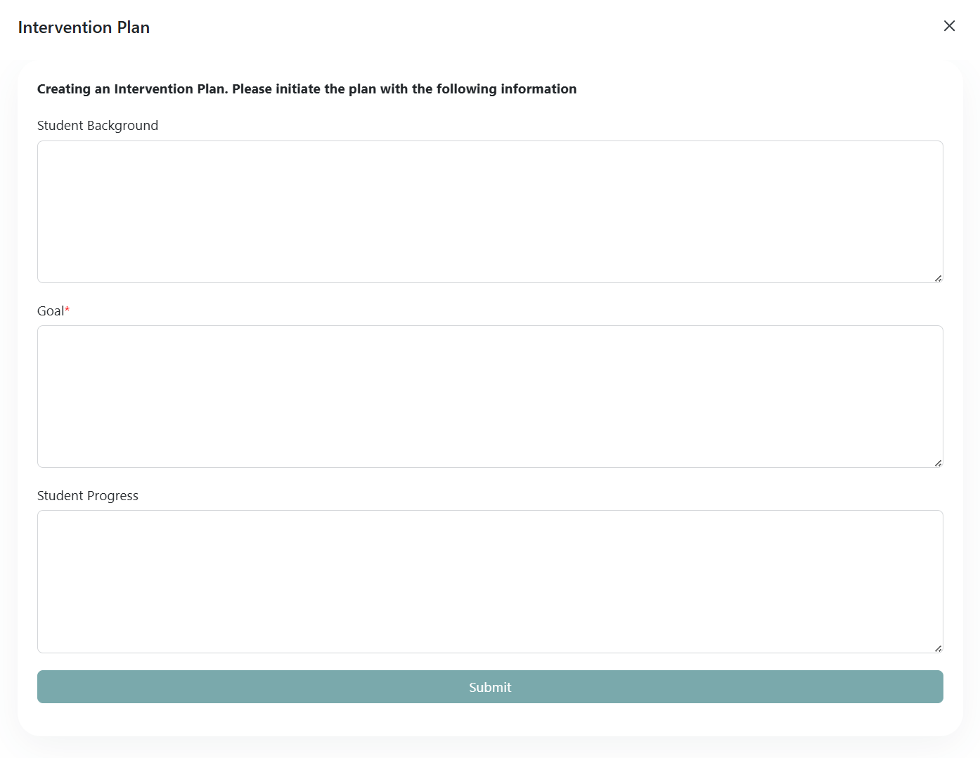 Intervention Plan Form