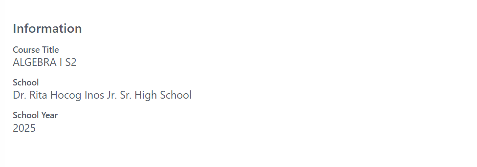Section Dashboard Info